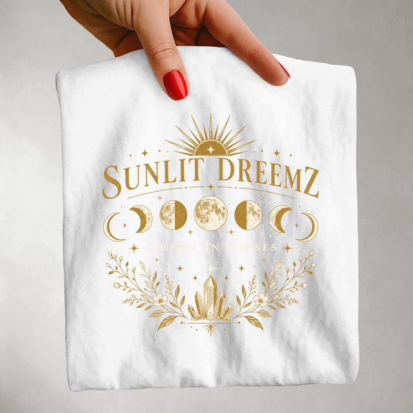 Dream in Phases Moon Phase Tee T-Shirt — Sunlit Dreemz Celestial Shirt