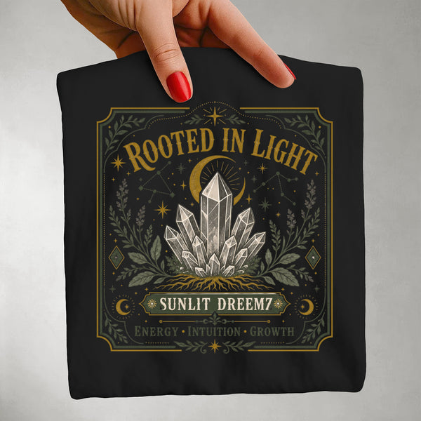 Rooted in Light Crystal Energy Tee — Spiritual Intuition & Growth Tee