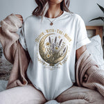 Bloom With The Moon Boho Celestial Tee — Floral Crescent Moon Graphic Shirt