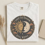 Sun & Moon Spiritual Shirt— Light and Shadow Still Whole Mystical Tee