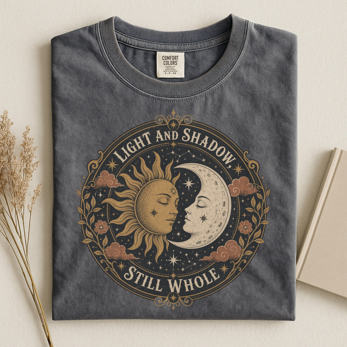 Sun & Moon Spiritual Shirt— Light and Shadow Still Whole Mystical Tee