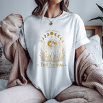 Trust The Signs Moon Phase Tee — Celestial Spiritual Graphic Shirt