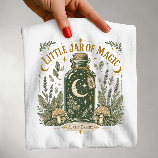 Little Jar Of Magic Celestial Apothecary Tee — Moon & Mushroom Cottagecore Shirt
