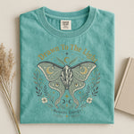 Drawn to the Light Luna Moth Tee — Celestial Botanical Graphic Shirt