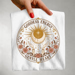 Goddess Energy Celestial Tee — Gentle Heart Moon & Floral Shirt