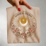 Goddess Energy Celestial Tee — Gentle Heart Moon & Floral Shirt