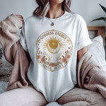Goddess Energy Celestial Tee — Gentle Heart Moon & Floral Shirt
