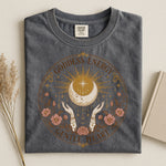 Goddess Energy Celestial Tee — Gentle Heart Moon & Floral Shirt