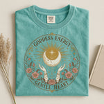 Goddess Energy Celestial Tee — Gentle Heart Moon & Floral Shirt