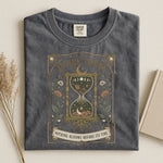 Divine Timing Hourglass Tee — Nothing Blooms Before Its Time Spiritual Shirt