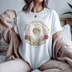 The Universe Whispers Tee — Floral Moon Celestial Shirt