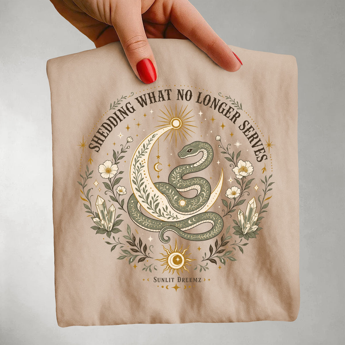 Shedding What No Longer Serves — Serpent Moon Botanical Graphic Tee