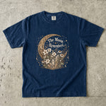 The Moon Remembers - Floral Crescent Moon & Crystal Celestial T-Shirt