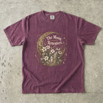 The Moon Remembers - Floral Crescent Moon & Crystal Celestial T-Shirt
