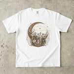 The Moon Remembers - Floral Crescent Moon & Crystal Celestial T-Shirt