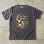 The Moon Remembers - Floral Crescent Moon & Crystal Celestial T-Shirt