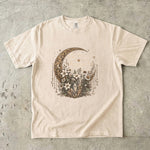 The Moon Remembers - Floral Crescent Moon & Crystal Celestial T-Shirt