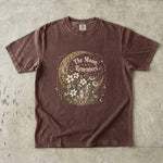 The Moon Remembers - Floral Crescent Moon & Crystal Celestial T-Shirt