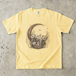 The Moon Remembers - Floral Crescent Moon & Crystal Celestial T-Shirt
