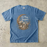 The Moon Remembers - Floral Crescent Moon & Crystal Celestial T-Shirt