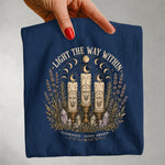 Light the Way Within Tee - Candle Moon Crystal Spiritual Graphic T-Shirt