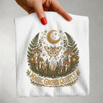 Magic Grows Quietly Tee - Forest Moth Mushroom Celestial Graphic T-Shirt