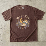 Rest Is a Ritual - Crescent Moon Floral Celestial T-Shirt