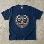 Soft Heart, Cosmic Soul Tee - Celestial Moon Crystal Floral Graphic T-Shirt