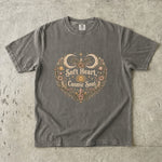 Soft Heart, Cosmic Soul Tee - Celestial Moon Crystal Floral Graphic T-Shirt