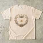 Soft Heart, Cosmic Soul Tee - Celestial Moon Crystal Floral Graphic T-Shirt