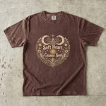 Soft Heart, Cosmic Soul Tee - Celestial Moon Crystal Floral Graphic T-Shirt