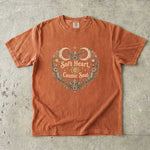 Soft Heart, Cosmic Soul Tee - Celestial Moon Crystal Floral Graphic T-Shirt
