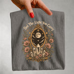 See the Light You Carry - Moon Mirror Crystal Floral T-Shirt