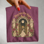 Step Into the Signs - Moonlit Garden Gate Celestial T-Shirt