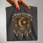 Wrapped in Starlight - Celestial Moon Tapestry T-Shirt