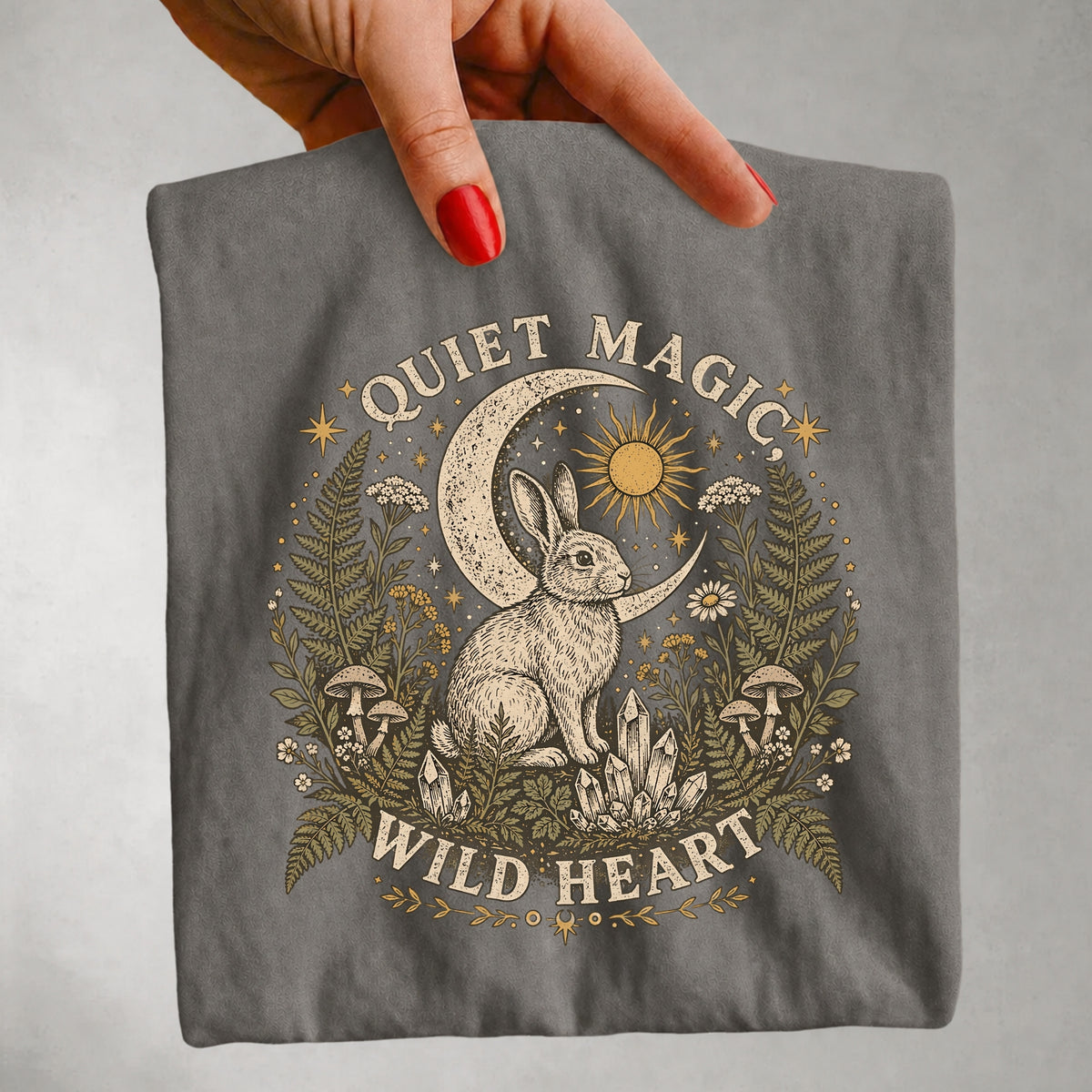 Quiet Magic Wild Heart - Forest Rabbit Celestial T-Shirt