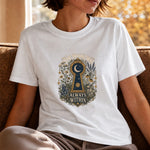 The Door Was Always Within - Moon Keyhole Crystal Floral T-Shirt