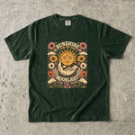 Sunshine for the Soul, Moonlight for the Mind - Sun & Moon Celestial Floral T-Shirt
