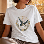 Messages Come in Quiet Wings - Swallow Moon Celestial T-Shirt