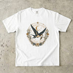 Messages Come in Quiet Wings - Swallow Moon Celestial T-Shirt