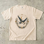 Messages Come in Quiet Wings - Swallow Moon Celestial T-Shirt