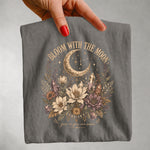 Bloom With the Moon - Floral Crescent Moon & Crystal T-Shirt