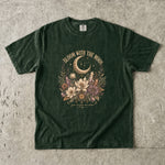Bloom With the Moon - Floral Crescent Moon & Crystal T-Shirt