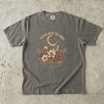 Bloom With the Moon - Floral Crescent Moon & Crystal T-Shirt