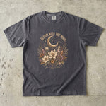 Bloom With the Moon - Floral Crescent Moon & Crystal T-Shirt