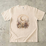 Bloom With the Moon - Floral Crescent Moon & Crystal T-Shirt