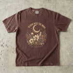 Bloom With the Moon - Floral Crescent Moon & Crystal T-Shirt
