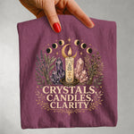 Crystals, Candles, Clarity - Moon Phase Crystal T-Shirt