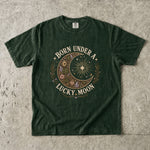 Born Under a Lucky Moon - Clover Crystal Celestial T-Shirt