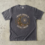 Born Under a Lucky Moon - Clover Crystal Celestial T-Shirt